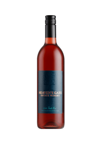bottle of Heaven’s Gate Winery 2018 Faith Rosé pink wine with black cap and dark teal label